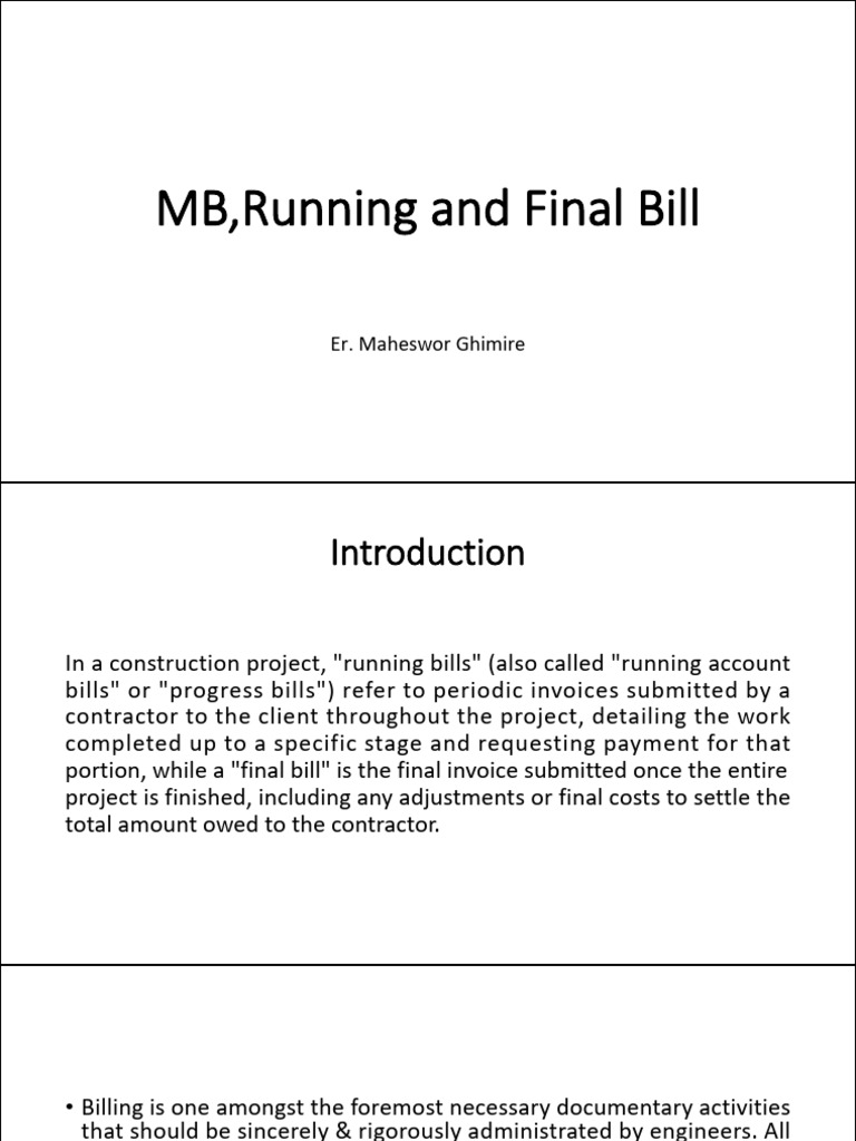 Understanding Running and Final Bills | PDF | Business