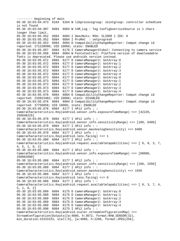 Camera Service Log Analysis | PDF | Computing | Software