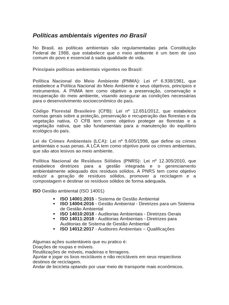 Políticas Ambientais no Brasil em 2023 | PDF