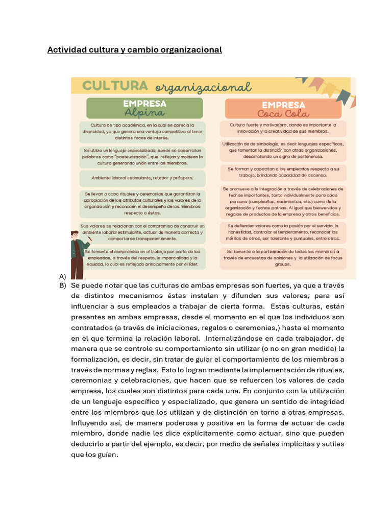 ACT. Cultura y Cambio Organizacional | PDF | Sustentabilidad ...