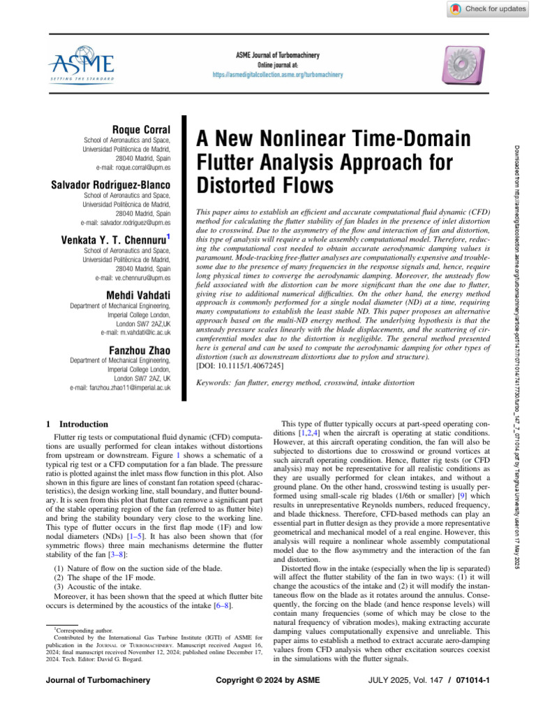 Nonlinear Flutter Analysis for Distorted Flows | PDF | Computational ...