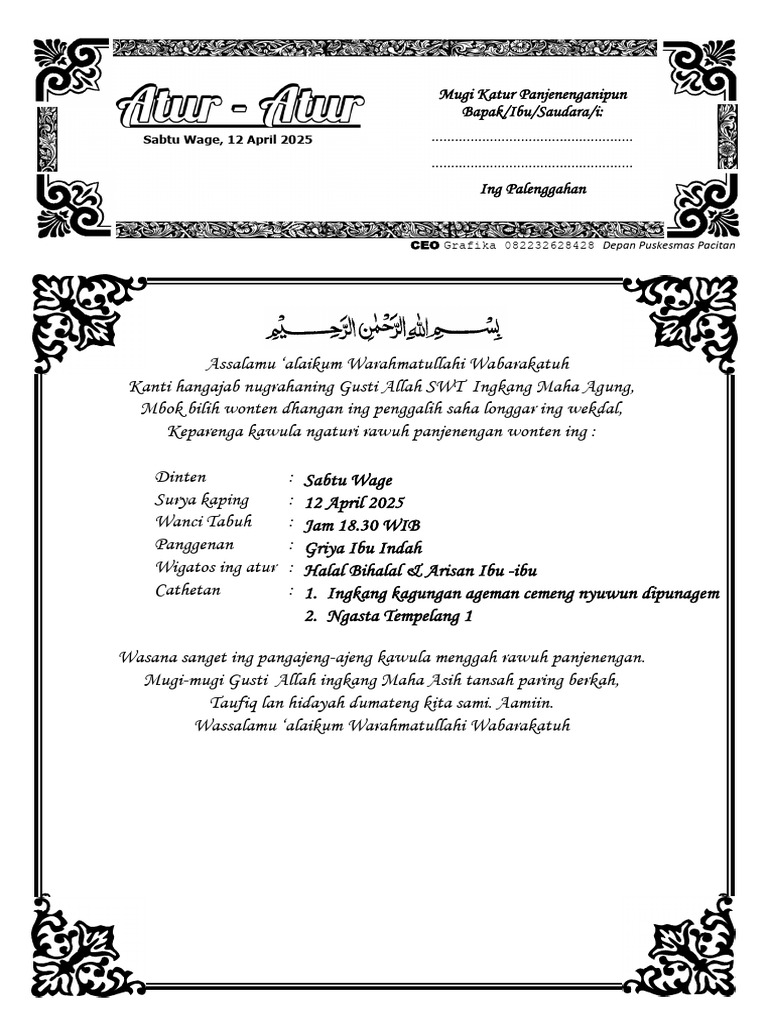 Atur Atur Halal Bihalal | PDF
