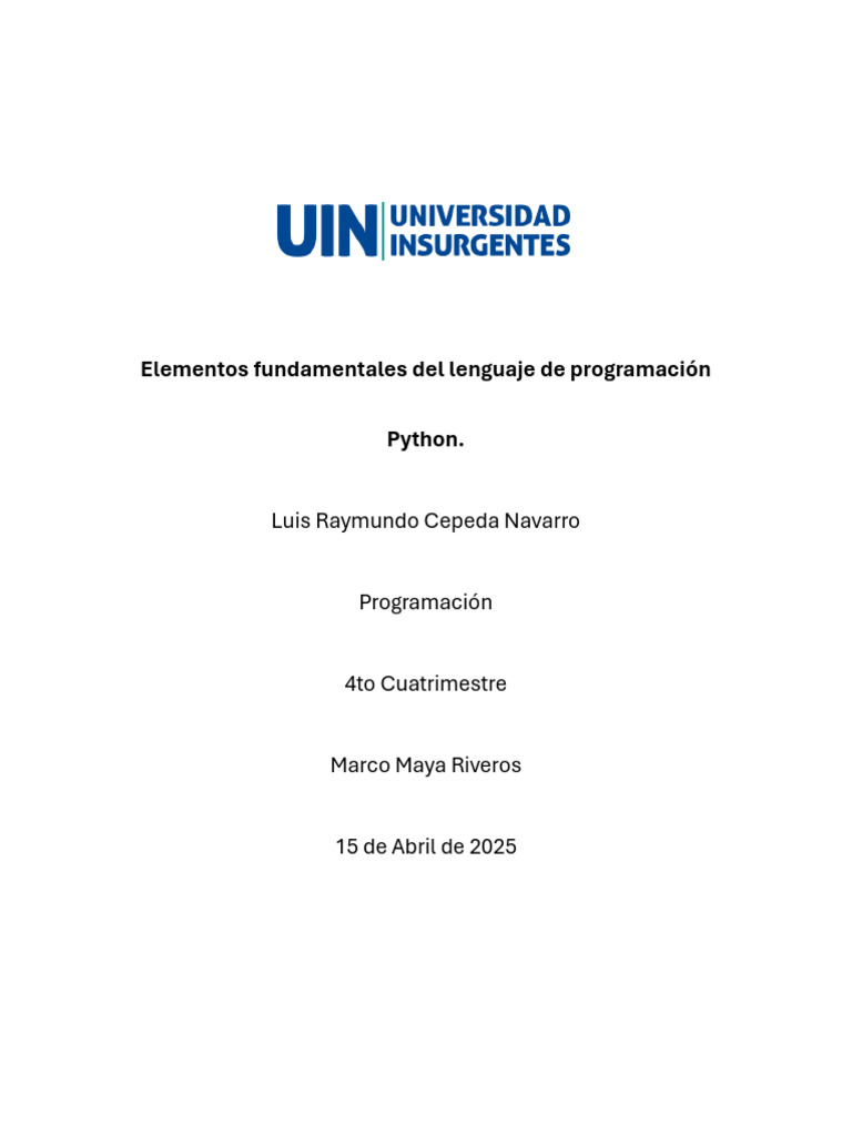 Elementos Clave del Lenguaje Python | PDF | Python (lenguaje de ...