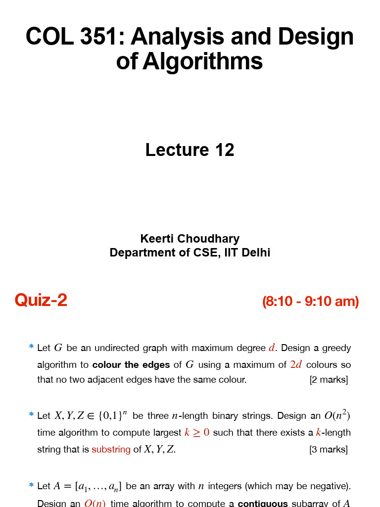 Lec 12 | PDF