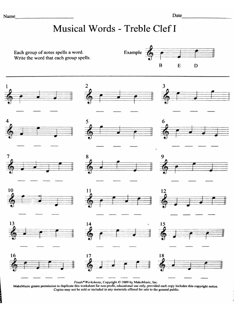 Treble Clef Line Note | PDF