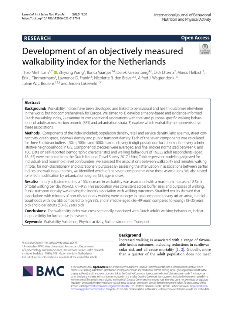 Dutch Walkability Index Development | PDF | Statistics | Geographic ...