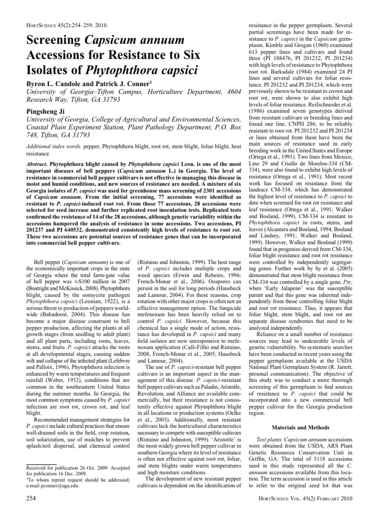 (23279834 - HortScience) Screening Capsicum Annuum Accessions For ...