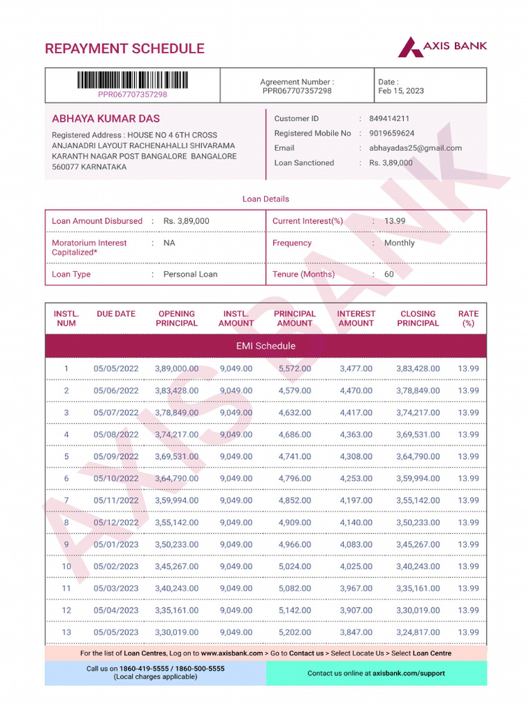 PPR067707357298 Repayment Schedule | PDF