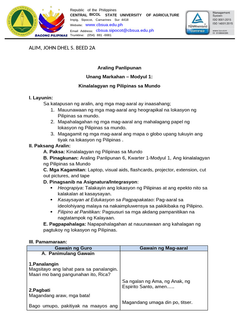 Detailed Lesson Plan in A.P | PDF