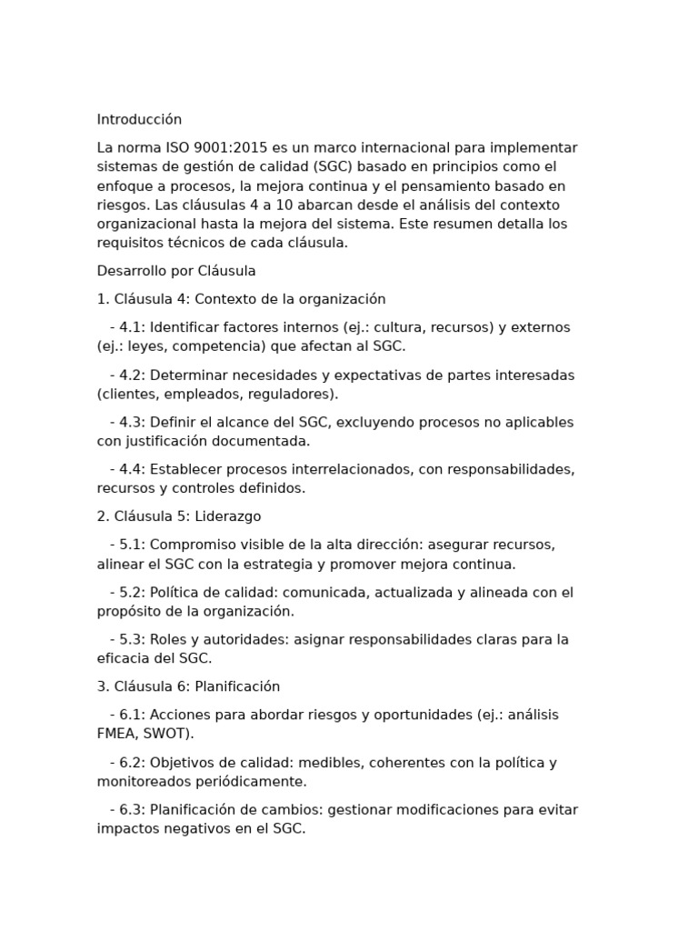 Requisitos Clave de ISO 9001:2015 | PDF | Sistema de manejo de calidad ...