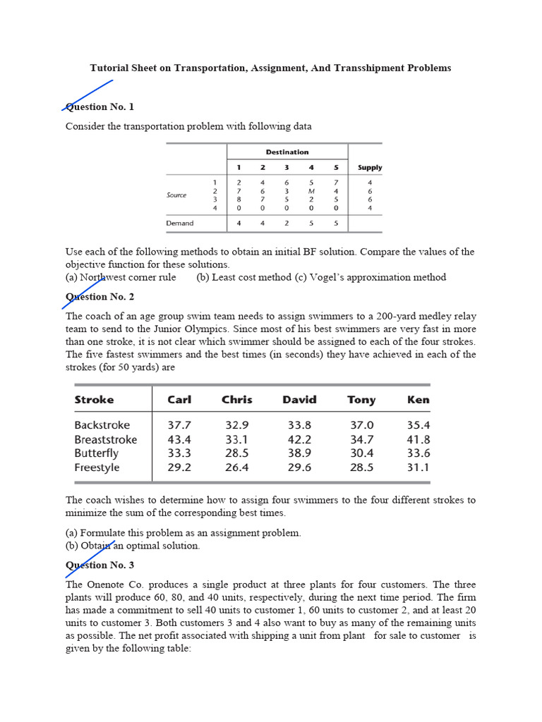 Practice Problem 5 Trassportation, Assign, Transship | PDF | Cargo ...