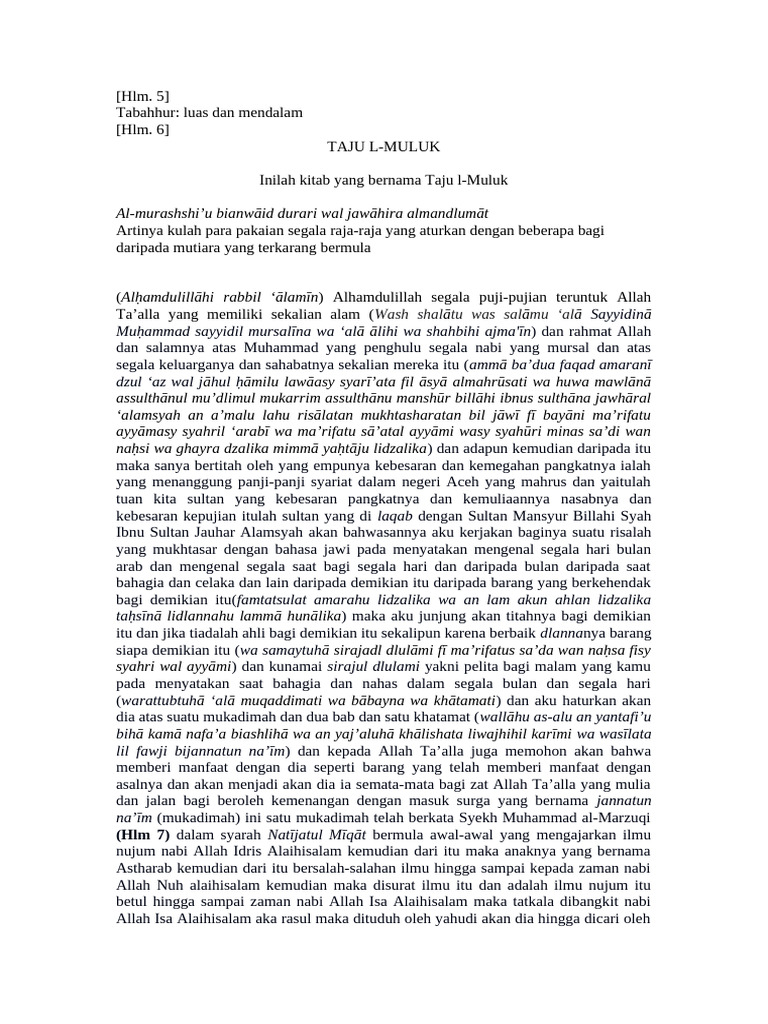 Kitab Taju l-Muluk dan Sirajul Muluk | PDF