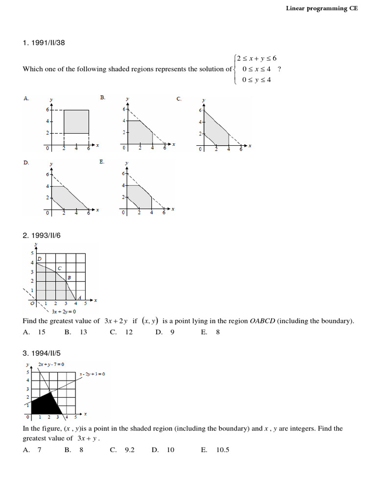 Linear Programming Problems and Solutions | PDF | Inequality ...