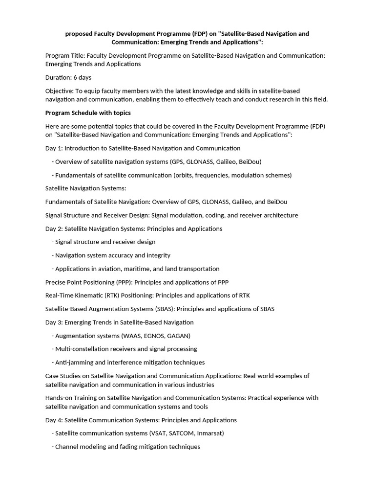Faculty Development on Satellite Navigation | PDF | Outer Space ...