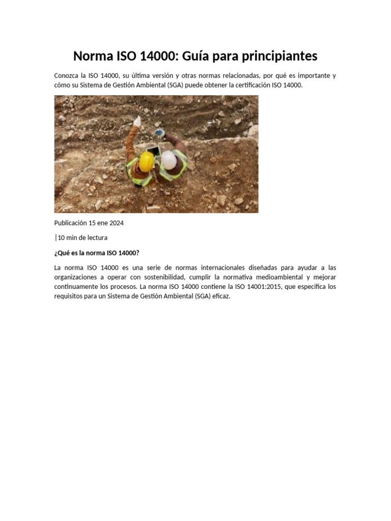 Guía básica sobre la norma ISO 14000 | PDF