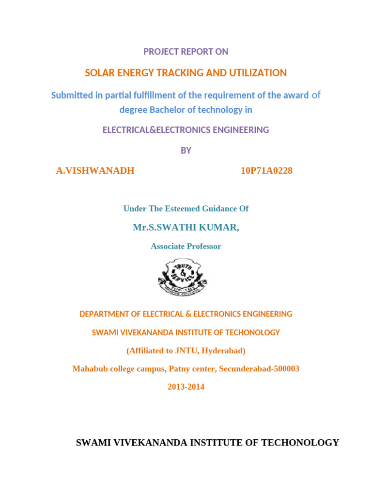 Vishwanadh Solar Tracking Project | PDF | Transformer | Inductor