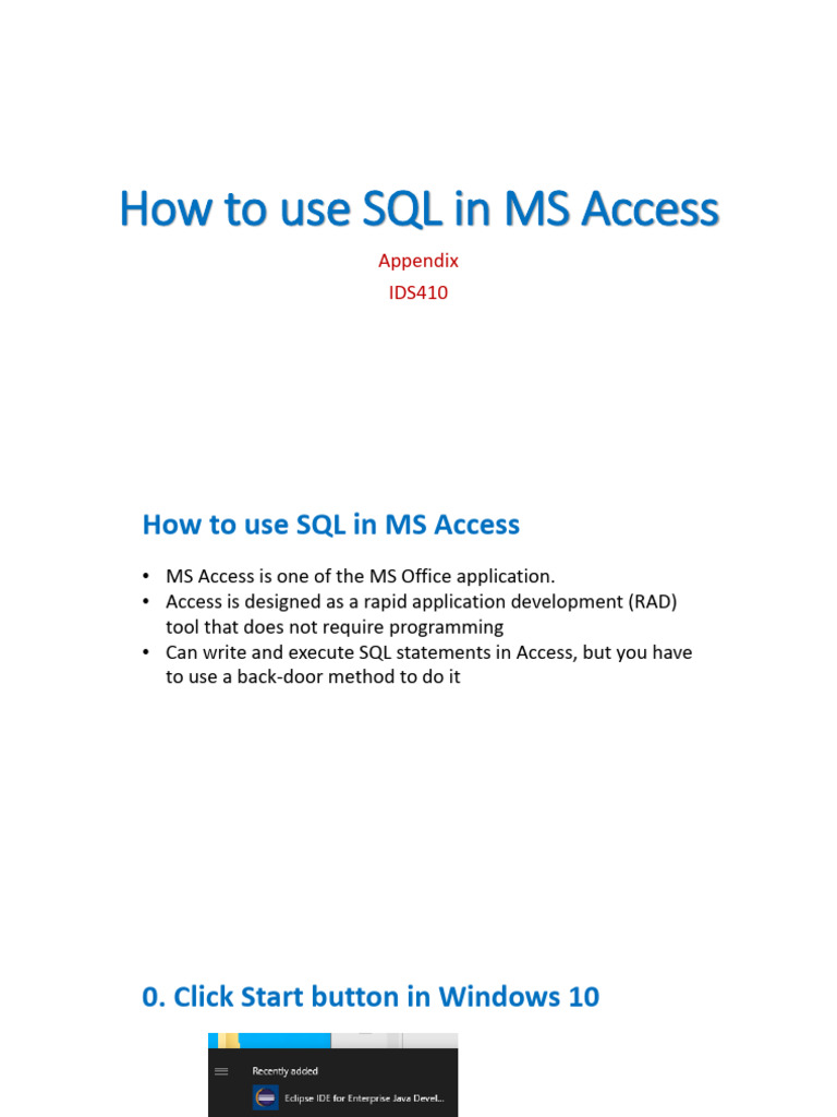How to Use SQL in MS Access | PDF