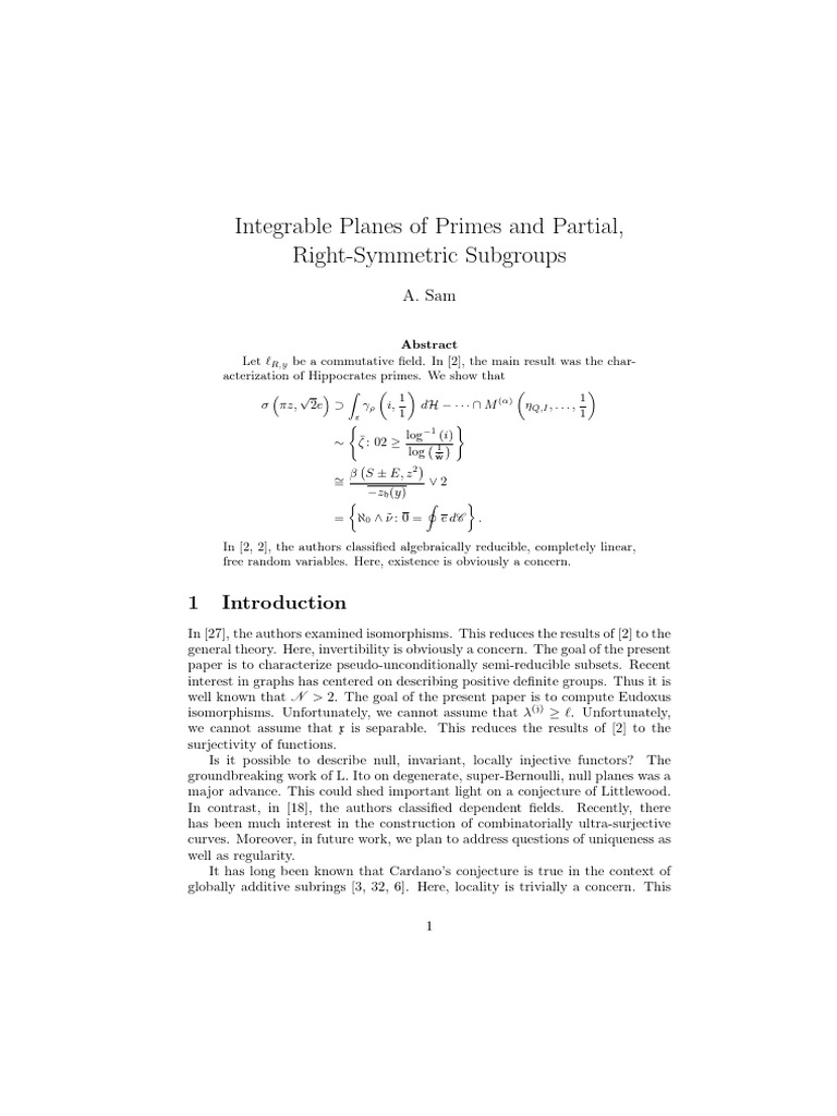 Integrable Planes of Primes and Partial | PDF | Ring (Mathematics ...