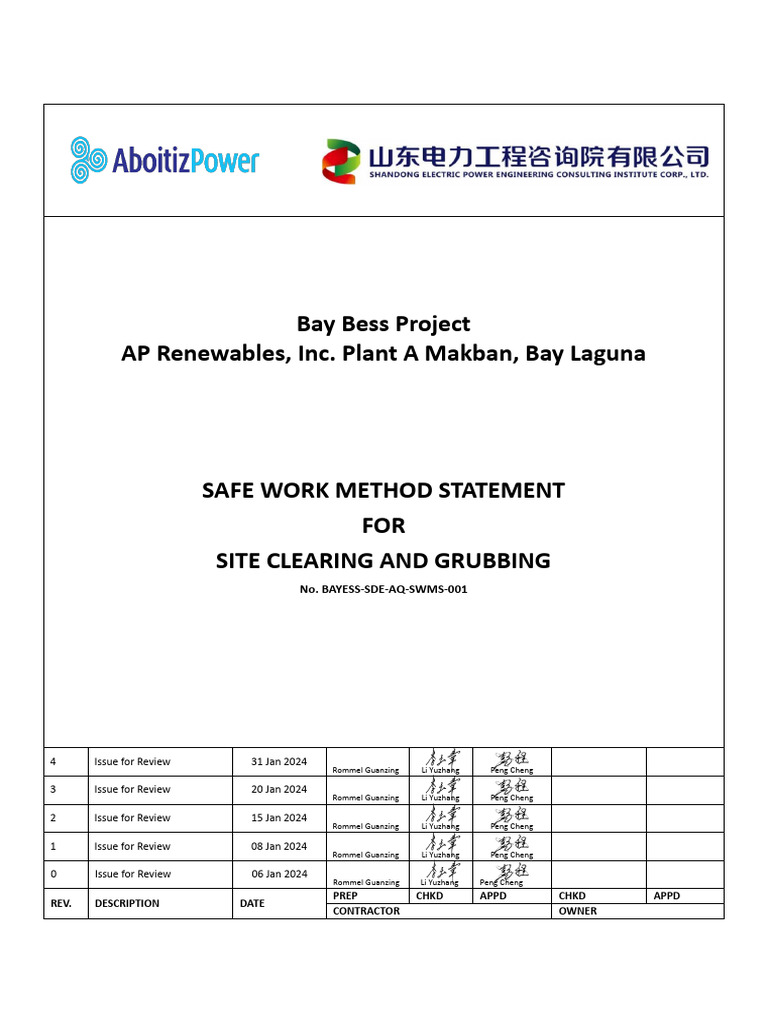 Site Clearing Method Statement for BESS | PDF | Personal Protective ...