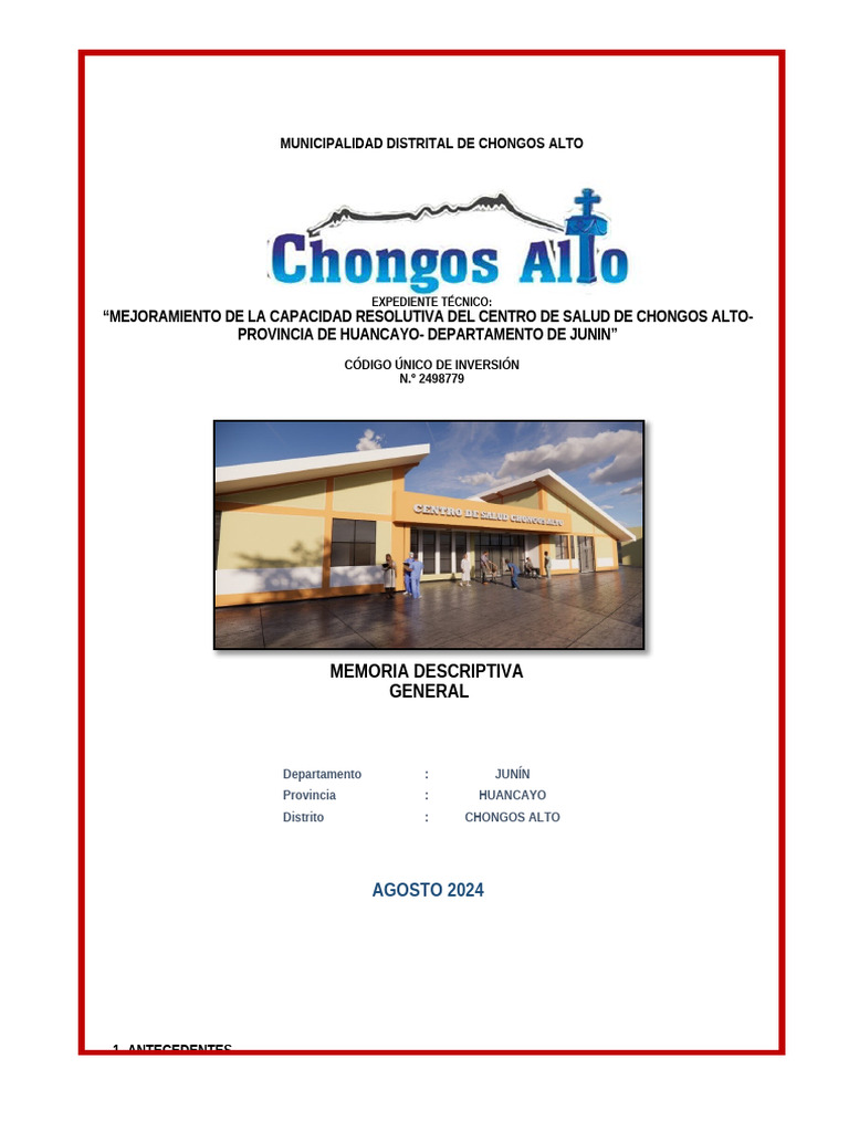 Mejora del Centro de Salud Chongos Alto | PDF | Hospital | edificio