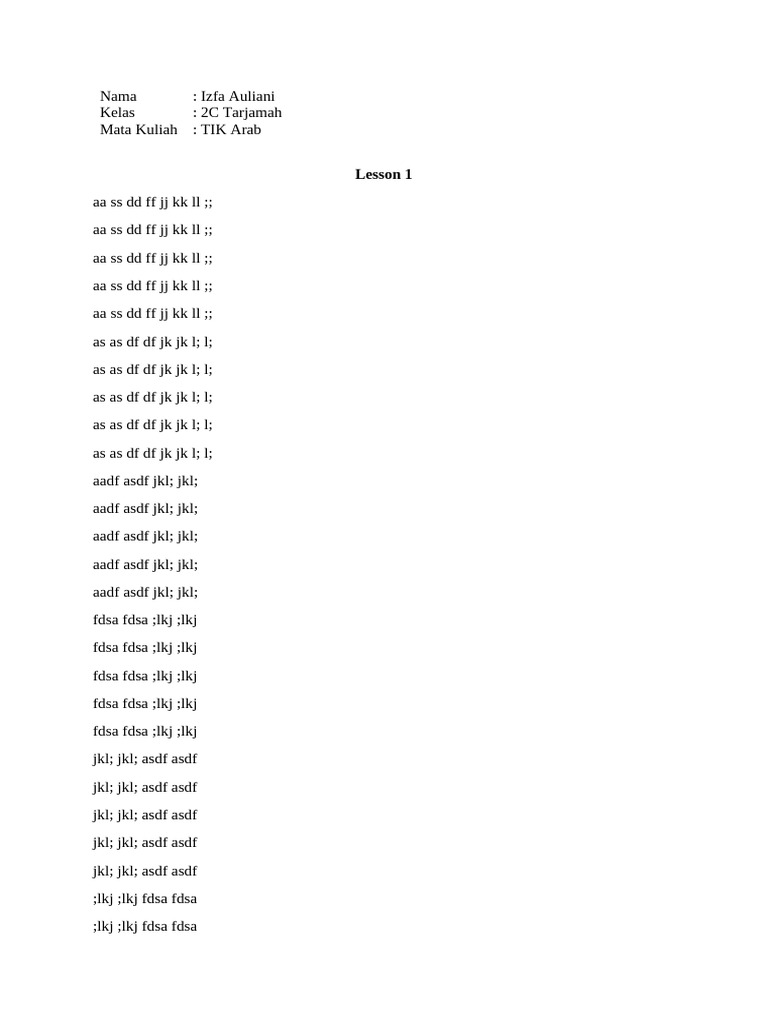 Izfa Auliani 2C TIK ARAB Lesson 1-15 | PDF