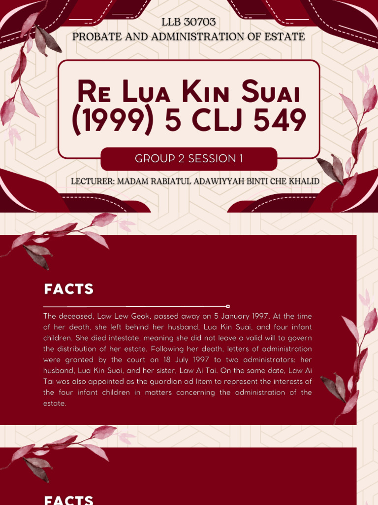 Re Lua Kin Suai (1999) 5 CLJ 549 | PDF