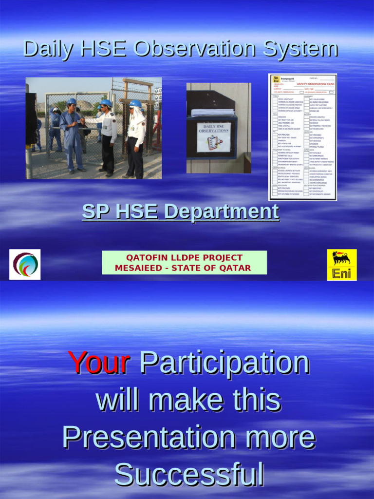 Daily HSE Observation System Overview | PDF | Safety | Working Conditions