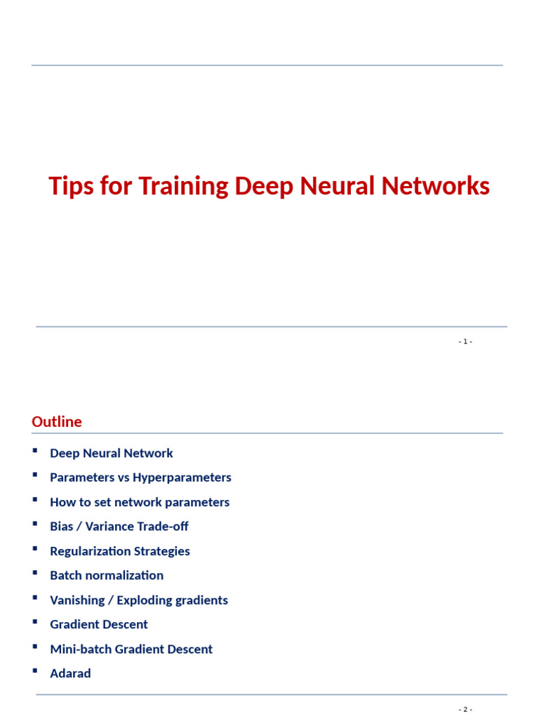 6 - Tips For Training Deep Neural Networks | PDF | Statistical Theory ...