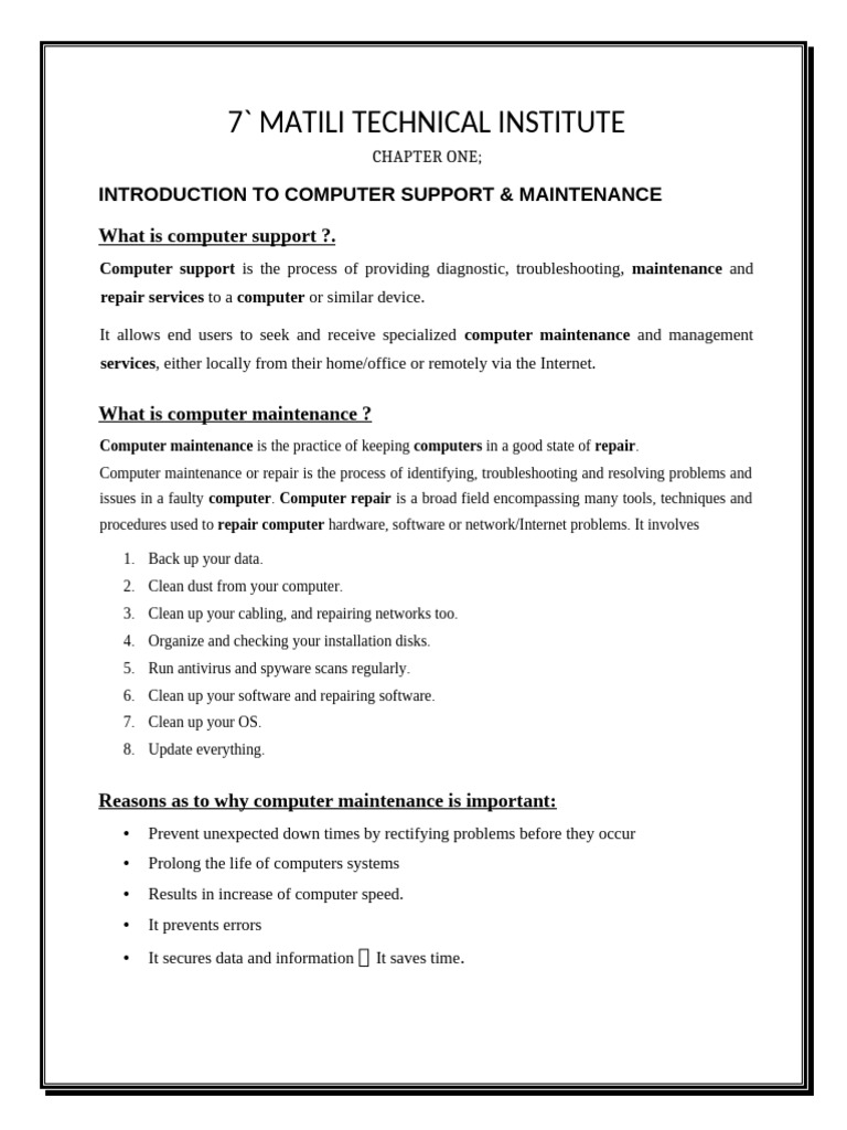 Maintanance | PDF | Random Access Memory | Read Only Memory