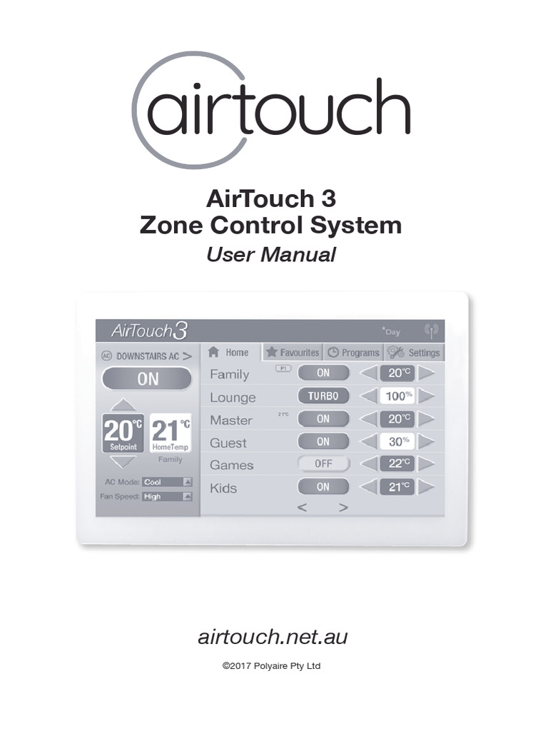 AirTouch 3 User Manual | PDF | Air Conditioning | Touchscreen