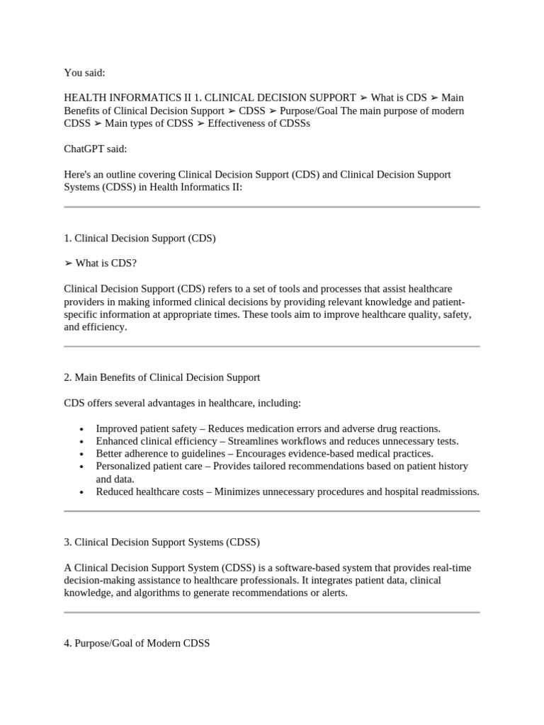 Clinical Decision Support in Health Informatics | PDF | Electronic ...