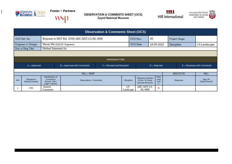 Comments Response Sheet - L2 | PDF