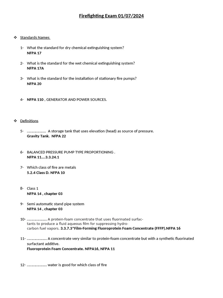 Firefighting Standards and Definitions Guide | PDF | Fire Sprinkler ...