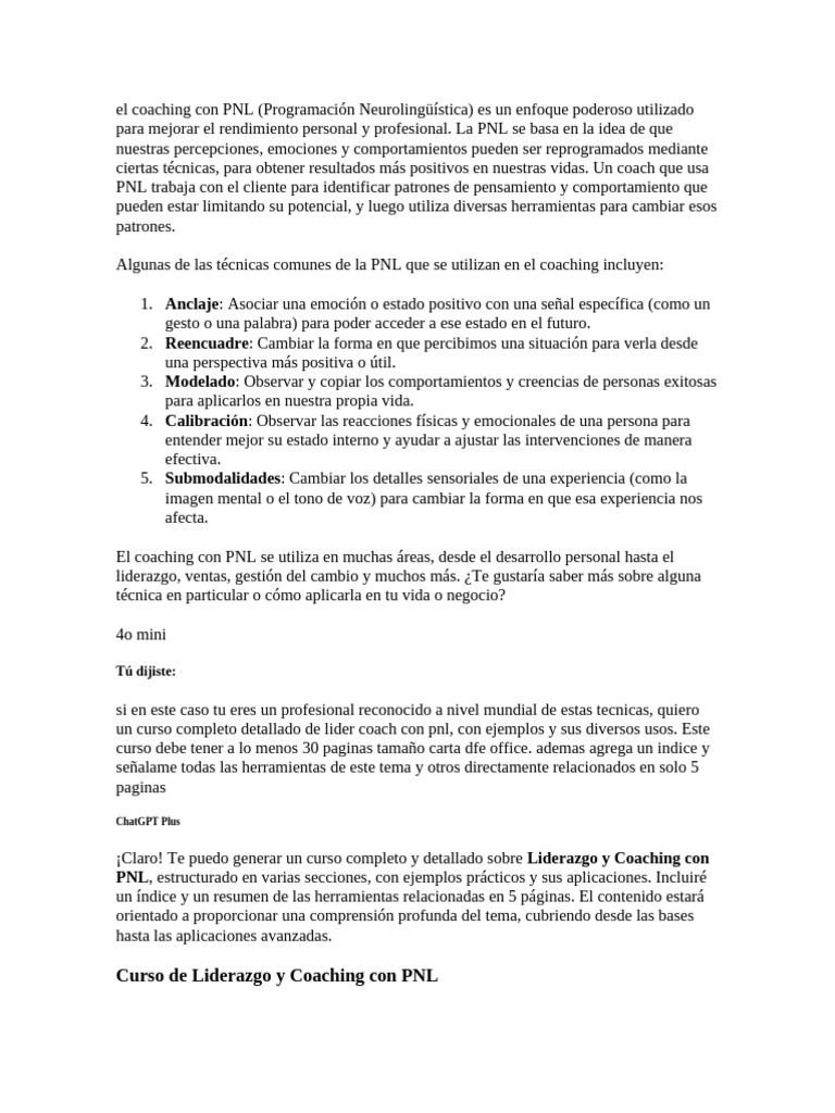 El Coaching Con PNL | PDF | Liderazgo | Las emociones