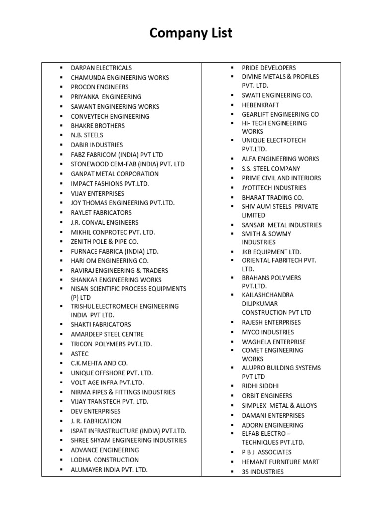 Key Engineering Companies Overview | PDF