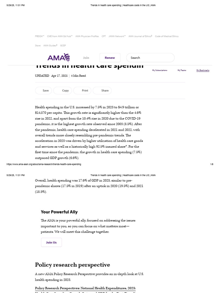 Trends in Health Care Spending - Healthcare Costs in The US - AMA | PDF ...