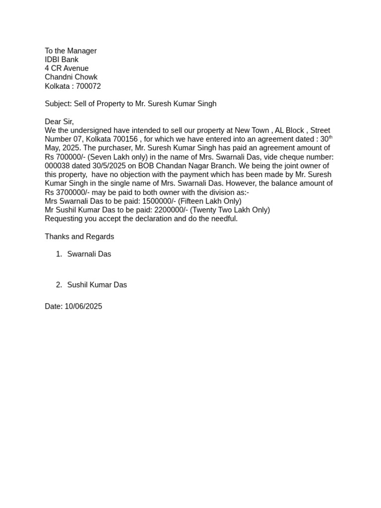 To The Manager-1 | PDF
