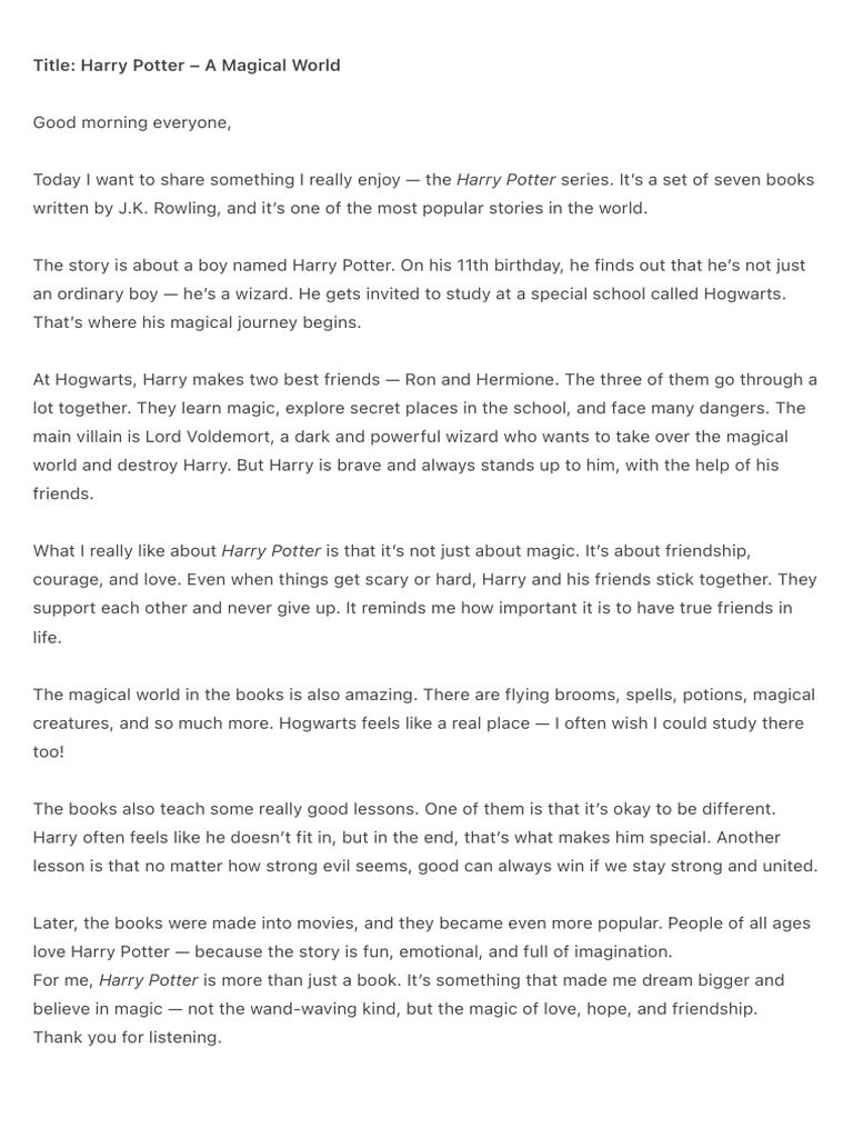 Harry Potter: Magic, Friendship, and Lessons | PDF