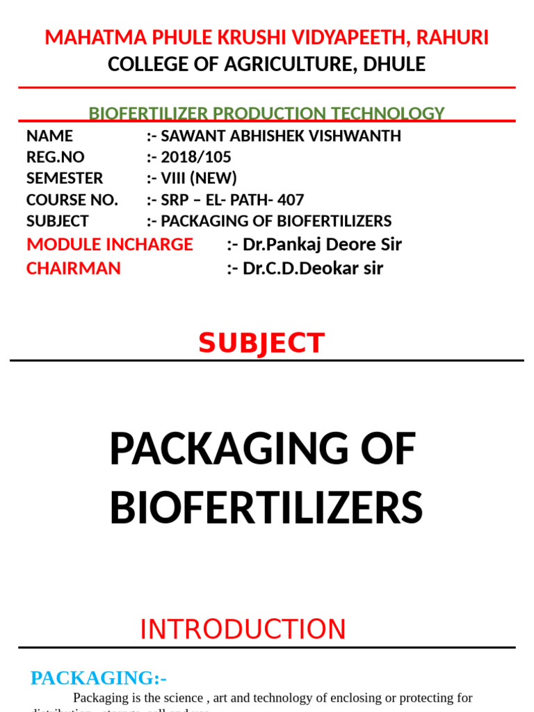 Biofertilizer Production and Packaging Guide | PDF | Sterilization ...
