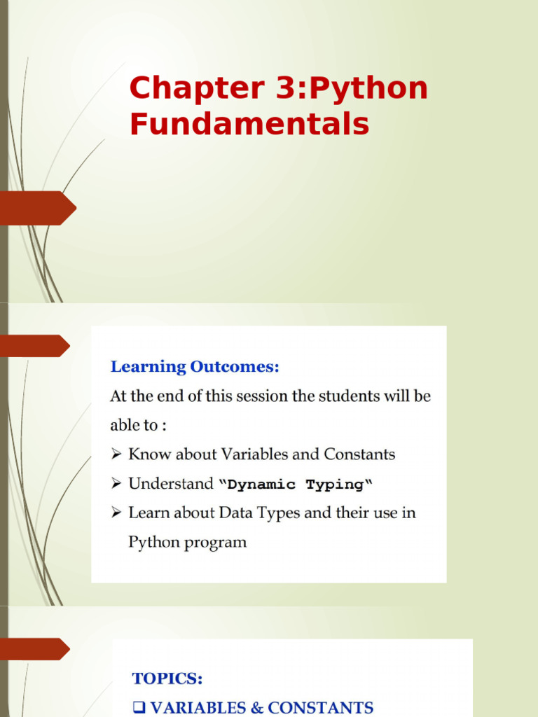 Chapter 3 - Python Fundamentals | PDF