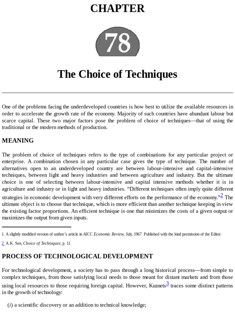 Choosing Techniques for Economic Growth | PDF | Labour Economics ...