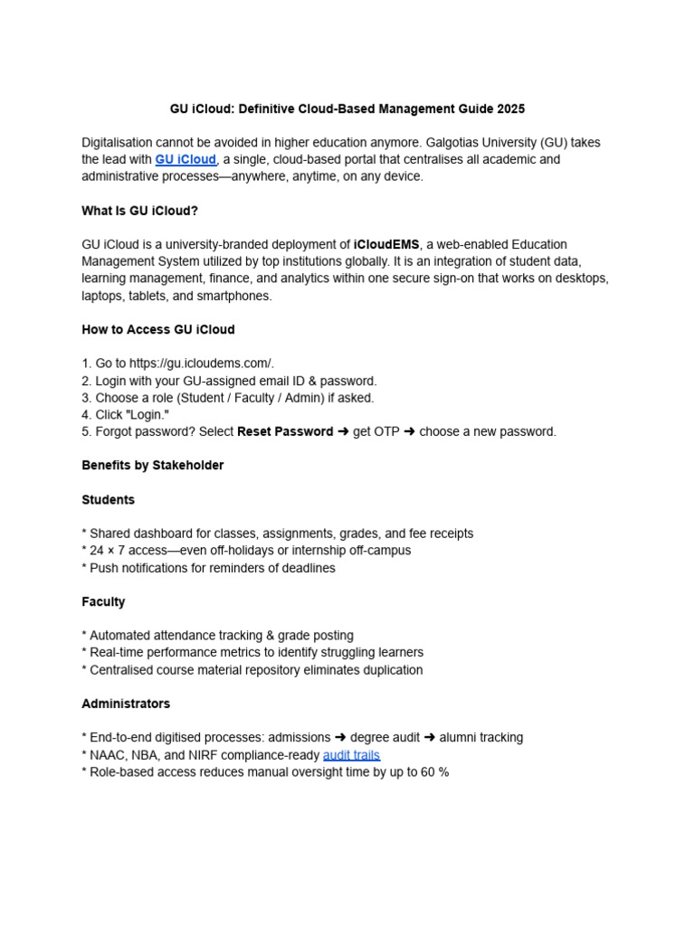 GU ICloud_ Definitive Cloud-Based Management Guide 2025 | PDF