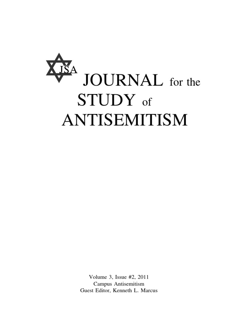 Journal For The Study of Antisemitism PDF Anti Zionism Antisemitism image