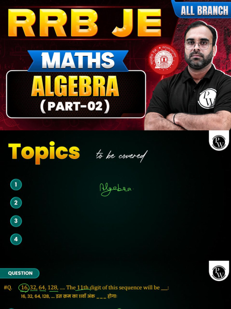RRB Je Math Algebra 02 | PDF