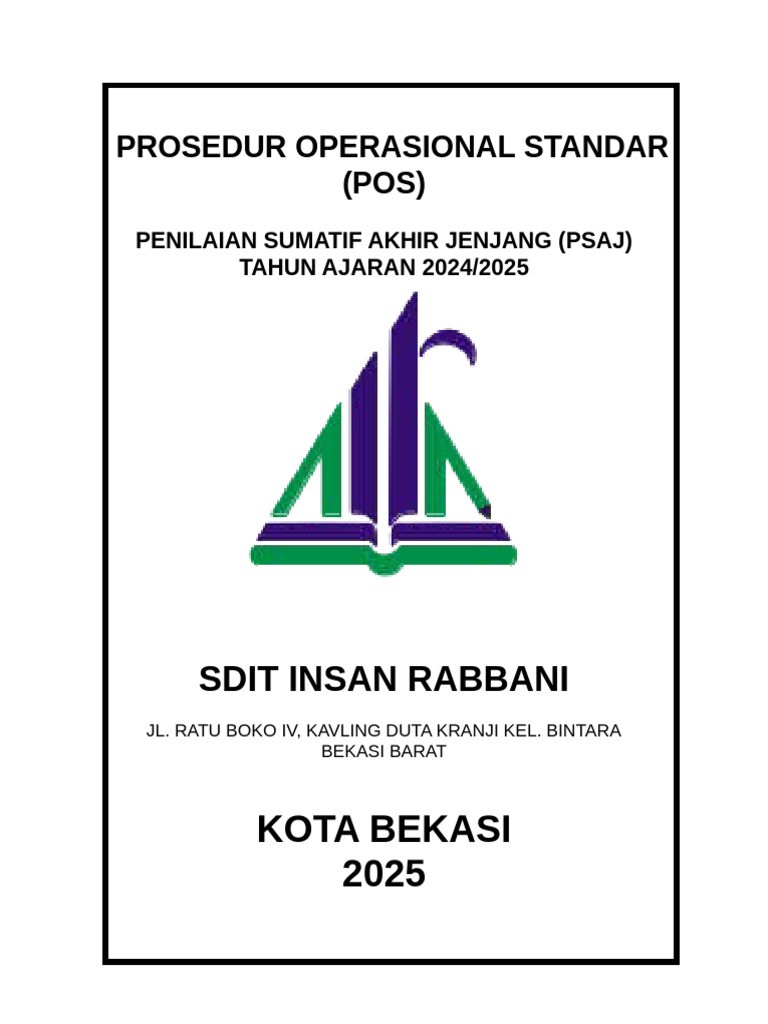 POS PSAJ SDIT Insan Rabbani 2024/2025 | PDF