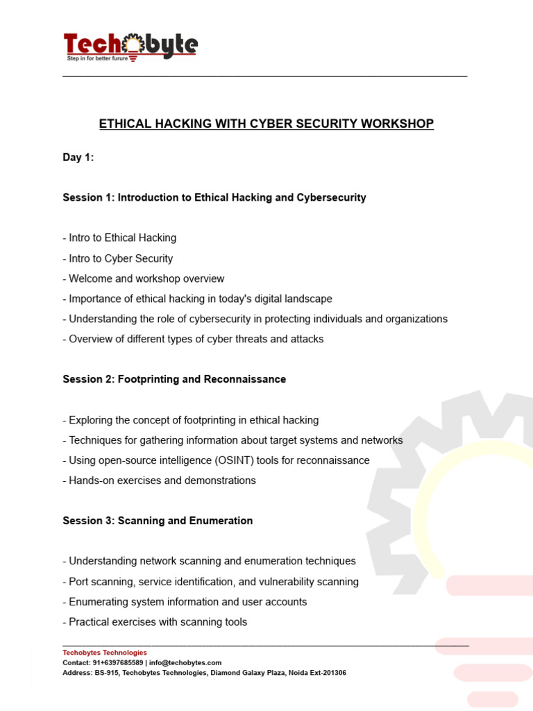 Ethical Hacking With Cyber Security Workshop | PDF | Security ...