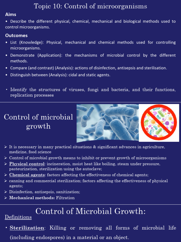 Topic 10 - Control of Microorganisms | PDF | Disinfectant | Antimicrobial