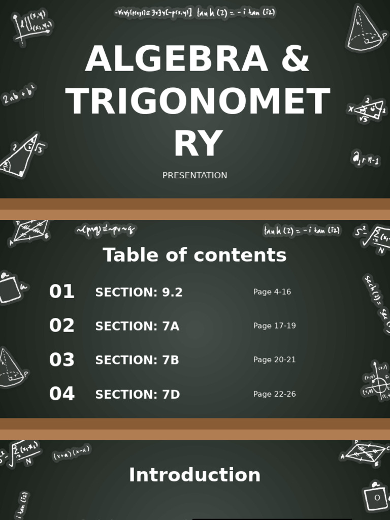Algebra Presentation | PDF | Trigonometric Functions | Trigonometry