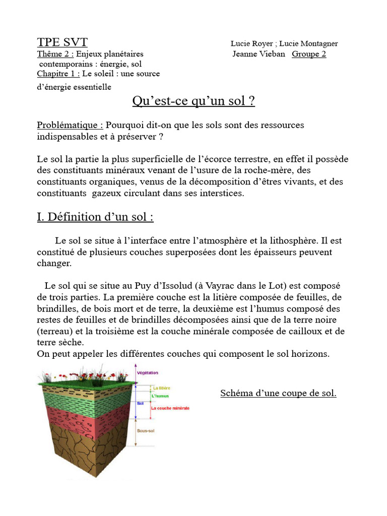 Importance et structure des sols en SVT | PDF | Sol (pédologie ...