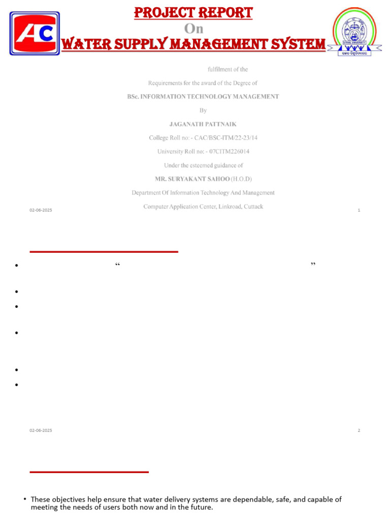 Water Supply Management System Report | PDF | Operating System ...